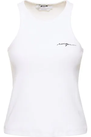 Msgm Tank Top De Algodón Acanalado