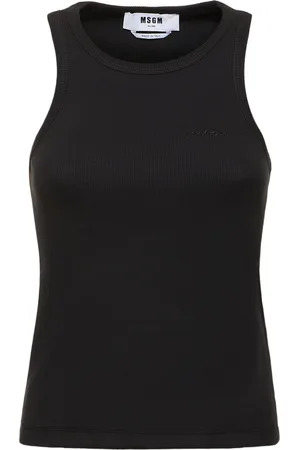 Msgm Tank Top De Algodón Acanalado