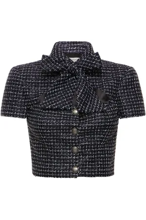 Alessandra Rich Top Corto De Tweed Con Lentejuelas