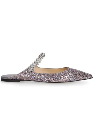 Jimmy Choo Mules Planos De Tela Glitter