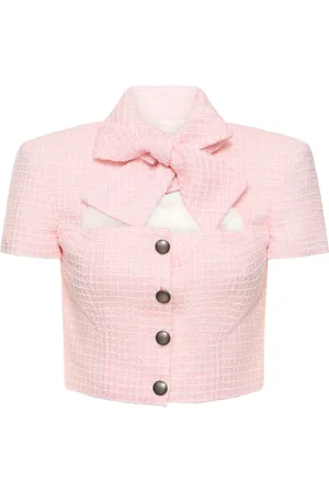 Alessandra Rich Top Corto De Tweed Con Lentejuelas