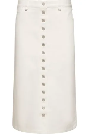 Courrèges Falda Midi De Denim De Algodón