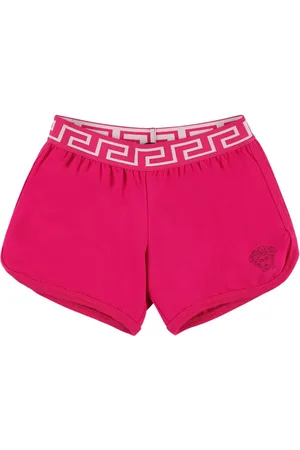 VERSACE Shorts De Jersey De Algodón Bordados