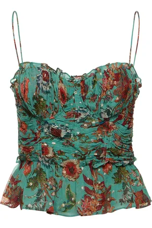 ULLA JOHNSON Top De Seda Estampado