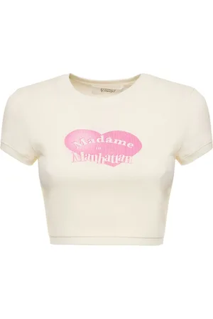 Cannari Concept Camiseta Cropped De Algodón Con Estampado