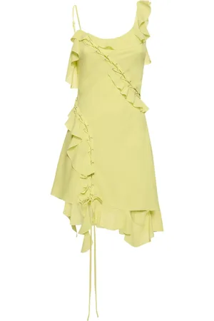 Acne Studios Vestido Corto De Satén Con Volantes