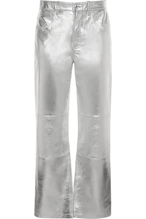 Marine Serre Pantalones Anchos De Piel