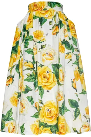 Dolce & Gabbana Falda Midi De Popelina De Algodón Plisado