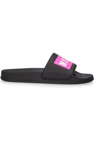 Msgm Sandalias Planas De Goma Con Logo
