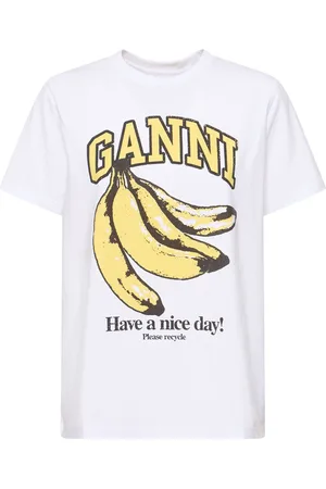 Ganni Camiseta De Jersey De Algodón
