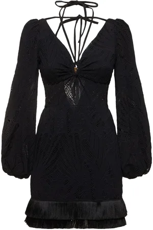 PATBO Vestido Corto Con Encaje Y Flecos