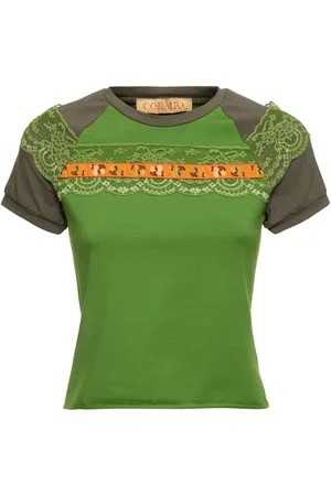 CORMIO Camiseta De Algodón Jersey Con Encaje