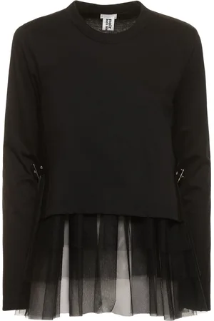 NOIR KEI NINOMIYA Top De Tul De Algodón Y Nylon Manga Larga