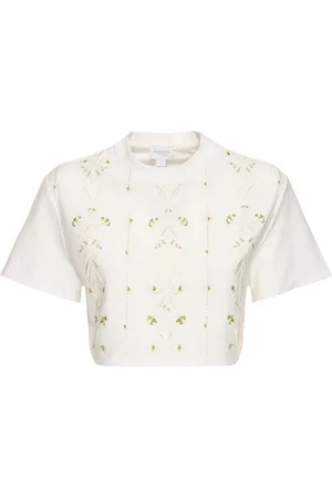 Giambattista Valli Top Corto De Jersey Con Bordados