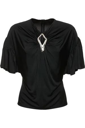 Lanvin Top De Satén Drapeado Y Decorado