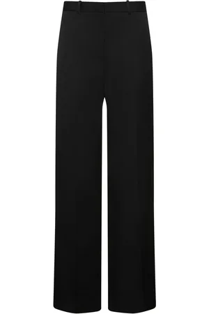 Lanvin Pantalones Anchos Crepé De Lana Con Cintura Alta