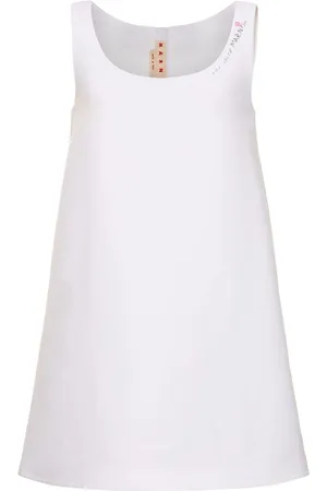 Marni Vestido Corto De Cady De Algodón