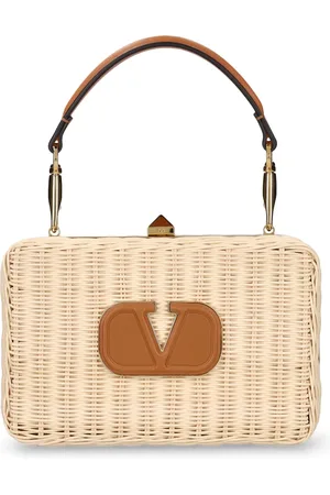 VALENTINO GARAVANI Bolso De Mano De Paja Con Logo