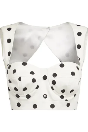 Dolce & Gabbana Top Corto De Drill De Algodón Con Lunares