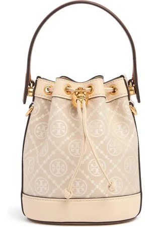Tory Burch Bolso Bucket Mini T Monogram De Algodón