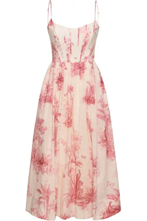 ZIMMERMANN Vestido Midi De Popelina Con Corsé