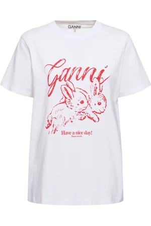 Ganni Camiseta De Jersey De Algodón