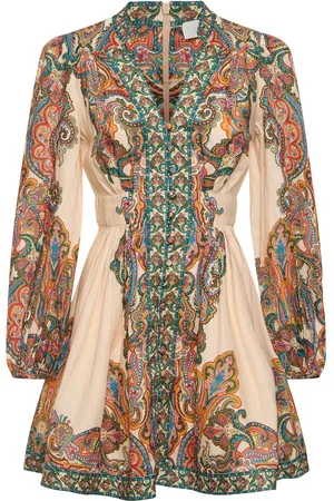 ZIMMERMANN Vestido Estampado Con Manga Larga