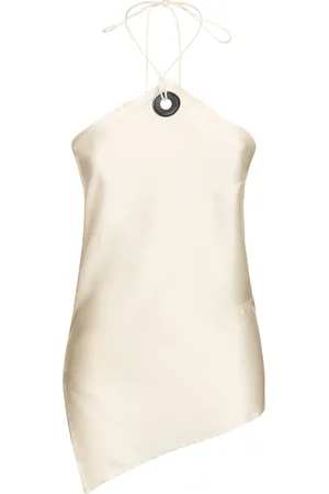Salvatore Ferragamo Top Halter De Satén De Seda