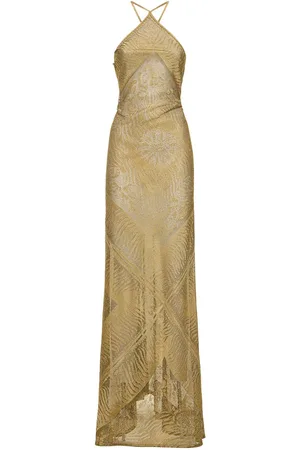 Roberto Cavalli Vestido Halter Largo De Lurex