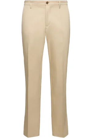 VERSACE Pantalones Rectos De Gabardina De Algodón