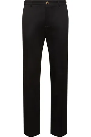 VERSACE Pantalones Rectos De Gabardina De Algodón