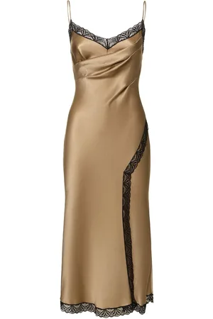 Alberta Ferretti Vestido Midi De Satén Y Encaje