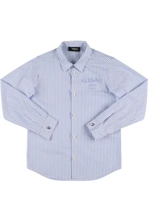 VERSACE Camisa De Popelina De Algodón Con Logo