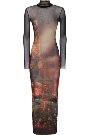 Jean Paul Gaultier Vestido Largo De Malla Estampado