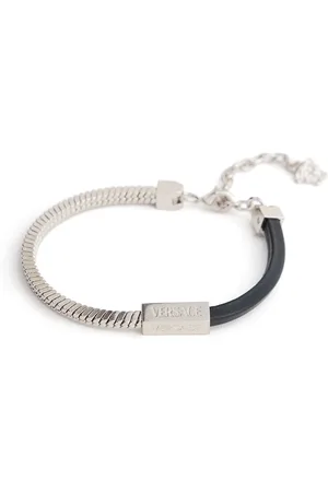 VERSACE Brazalete De Piel Y Metal