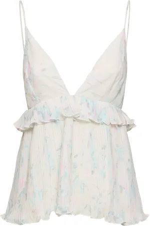Ganni Top Plisado De Georgette