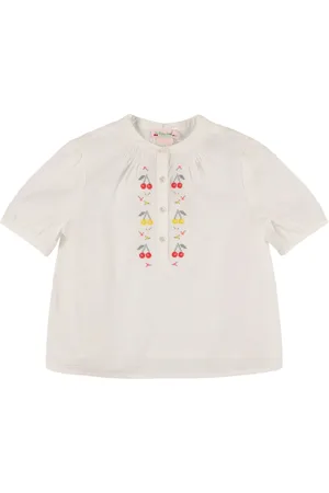 BONPOINT Camisa De Popelina De Algodón Bordada