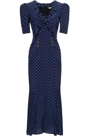 Alessandra Rich Vestido Midi De Seda Con Volantes