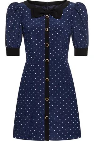 Alessandra Rich Vestido Corto De Seda Con Estampado