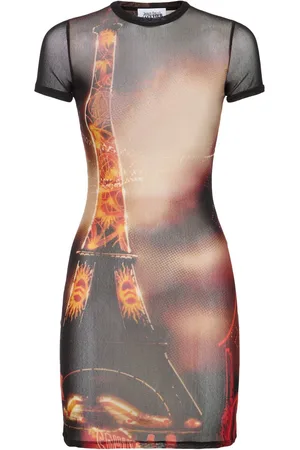 Jean Paul Gaultier Vestido Corto De Malla Estampada