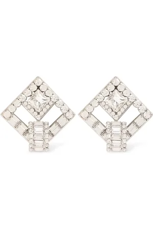 Alessandra Rich Pendientes Cuadrados De Cristal