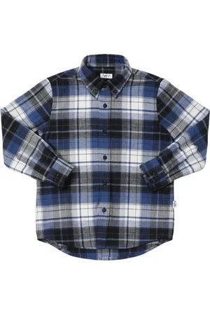 Il gufo Camisa De Franela De Algodón Con Cuadros