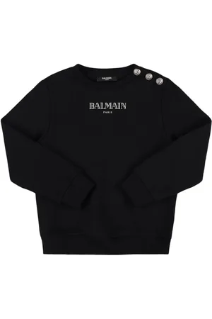 Balmain Sudadera De Algodón Con Cuello Redondo