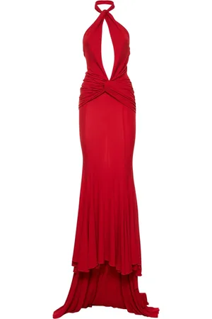 BLUMARINE Vestido Largo De Jersey Drapeado Con Cuello Halter