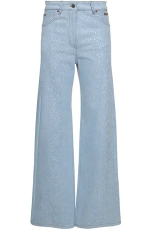 Msgm Jeans Anchos De Denim De Algodón
