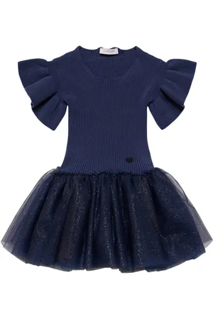 MONNALISA Vestido De Punto De Algodón Y Tul
