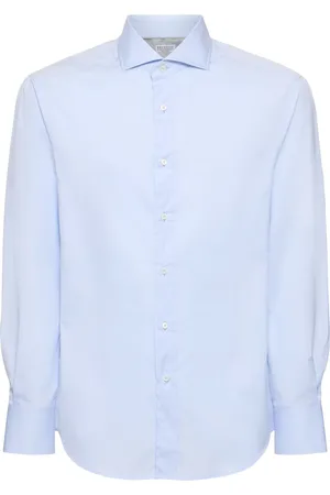 Brunello Cucinelli Camisa De Sarga De Algodón
