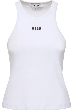 Msgm Top De Jersey De Algodón Con Logo