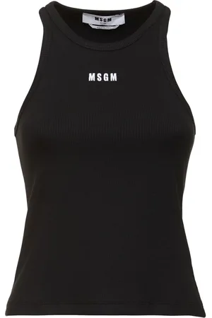 Msgm Top De Jersey De Algodón Con Logo