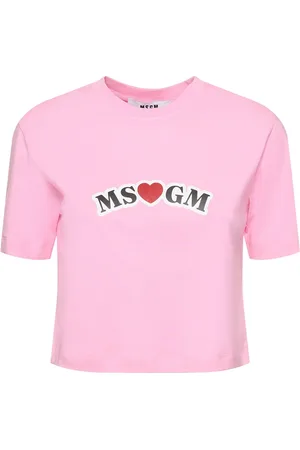 Msgm Camiseta Corta Algodón De Jersey Con Logo